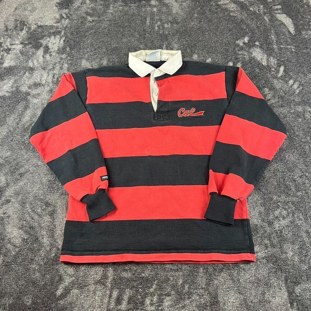 Vtg Barbarian Rugby Cal University Of Pennsylvania Striped Polo Men's M